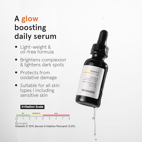 Minimalist Brightening & UV Defense Combo | 10% Vitamin C Face Serum 10ml + SPF 50 PA++++ Cream Sunscreen 50g | For All Skin Types