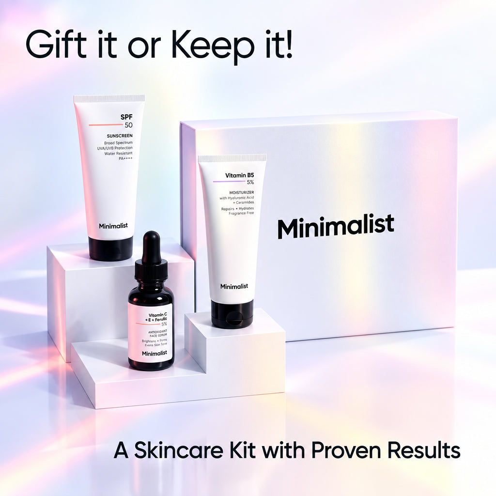 Minimalist Glow & Protect Skincare Kit | Premium Gift Set for Women & Men | All Skin Types | Limited Edition Combo | Unisex Gift Hamper For All Festive Occasions | Birthday Gift For Her & Him