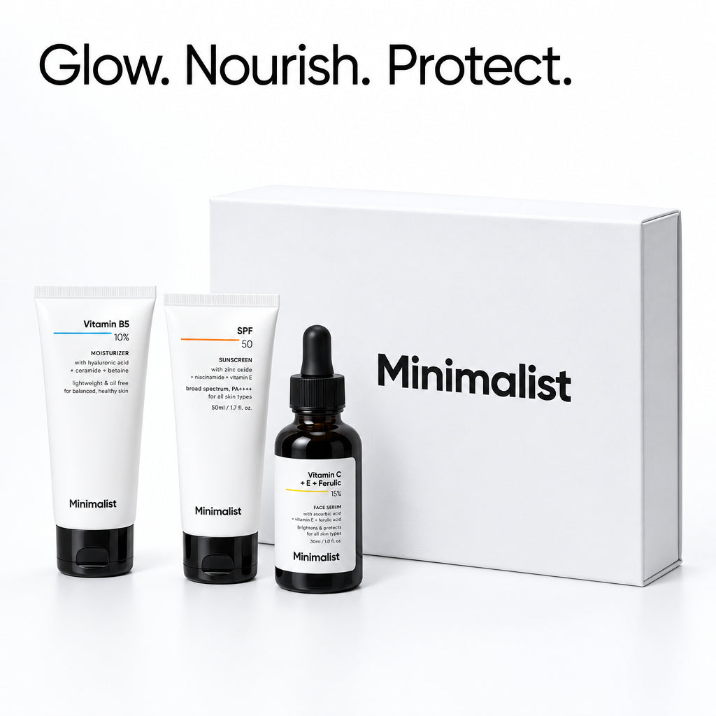 Minimalist Glow & Protect Skincare Kit | Premium Gift Set for Women & Men | All Skin Types | Limited Edition Combo | Unisex Gift Hamper For All Festive Occasions | Birthday Gift For Her & Him