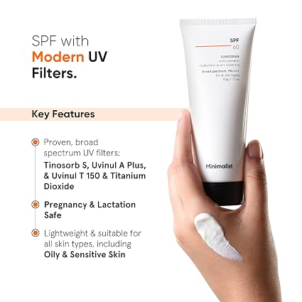 Minimalist Sunscreen SPF 60 PA ++++ | Pregnancy Safe | For Sensitive Skin | Broad Spectrum Sunscreen SPF 50+ With Potent Antioxidants & Advanced Filters | No White Cast, Non Irritant | 50 gm
