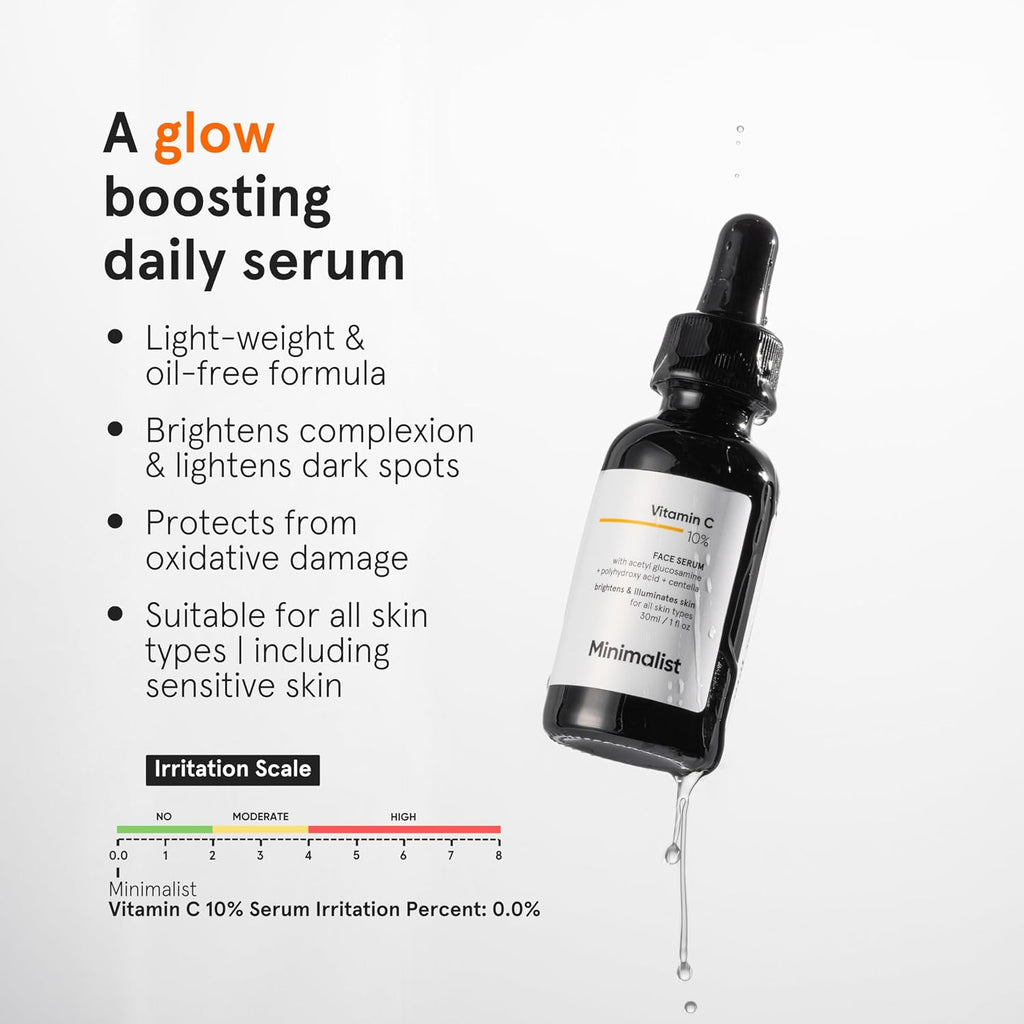 Minimalist 0.3% Retinol Serum 10ml + 10% Advanced Vitamin C Serum 10ml | Anti-Aging, Brightening & Dark Spot Treatment Skincare Duo