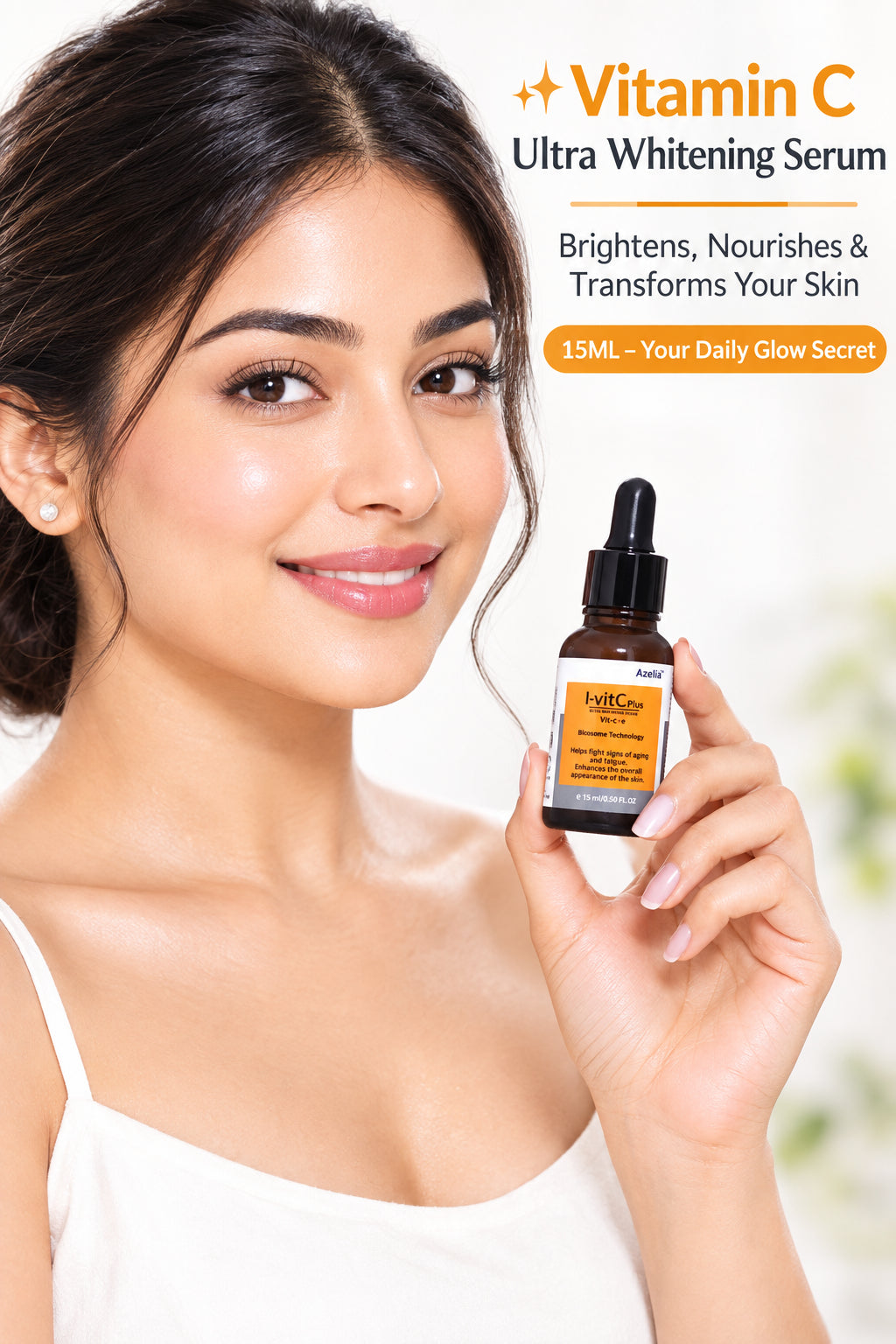 Azelia I-vitC Vitamin C Face Serum for Dark Spots, Wrinkles & Skin Texture | Anti Ageing Brightening Serum for Men & Women | Paraben Free | All Skin Types | 30ml